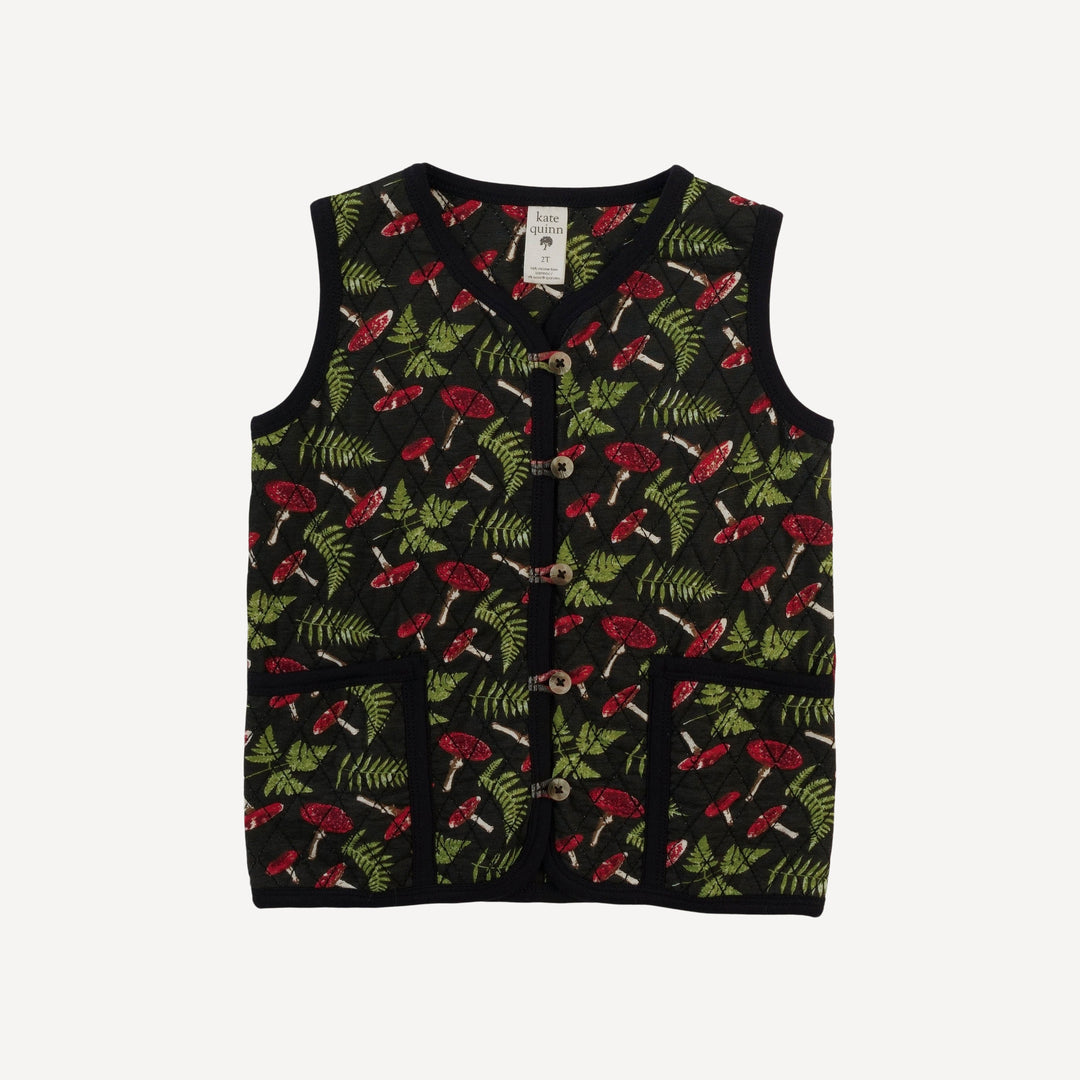 quilted pocket vest | scarlet mushroom fern | bamboo
