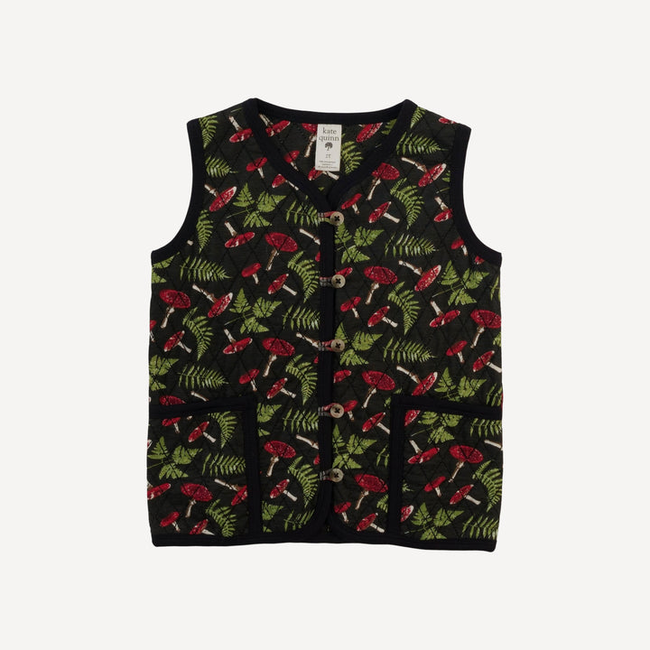 quilted pocket vest | scarlet mushroom fern | bamboo