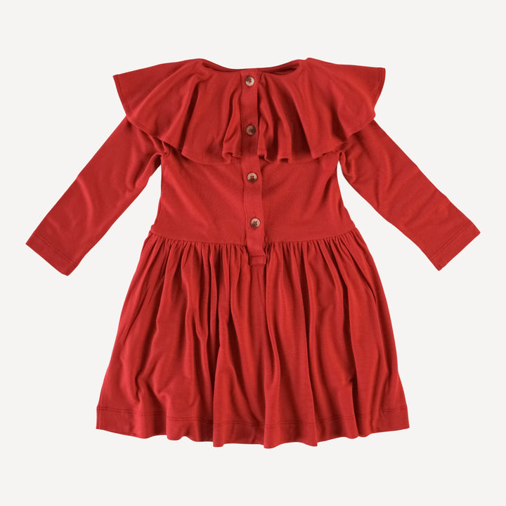 long sleeve circle collar dress | scarlet | bamboo