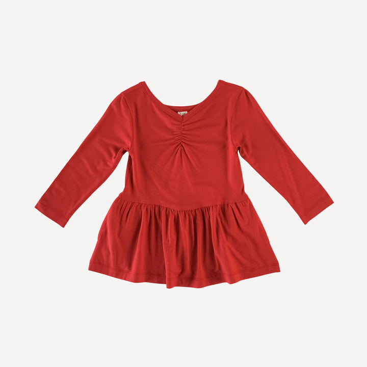 long sleeve pocket twirl top | scarlet | bamboo
