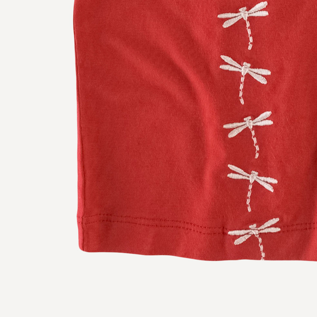 short sleeve embroidered shirt | scarlet | bamboo