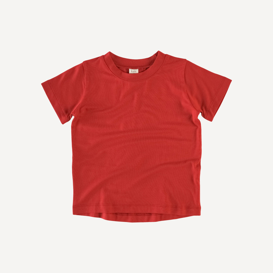 short sleeve essential boxy tee | scarlet | bamboo