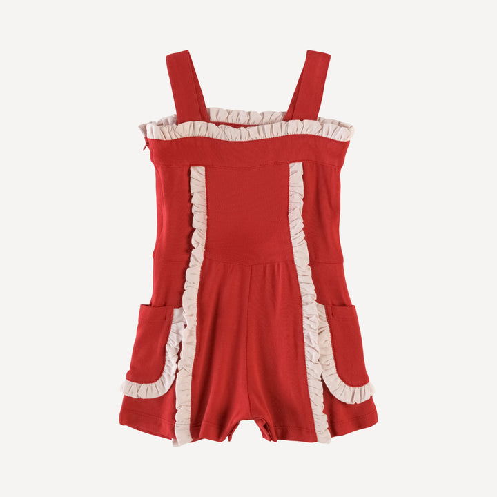 tiny ruffle shortie jumpsuit | scarlet | bamboo