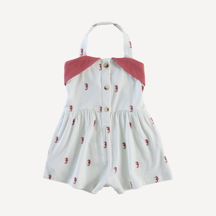 folded collar halter shortie | seahorse stripe | bamboo