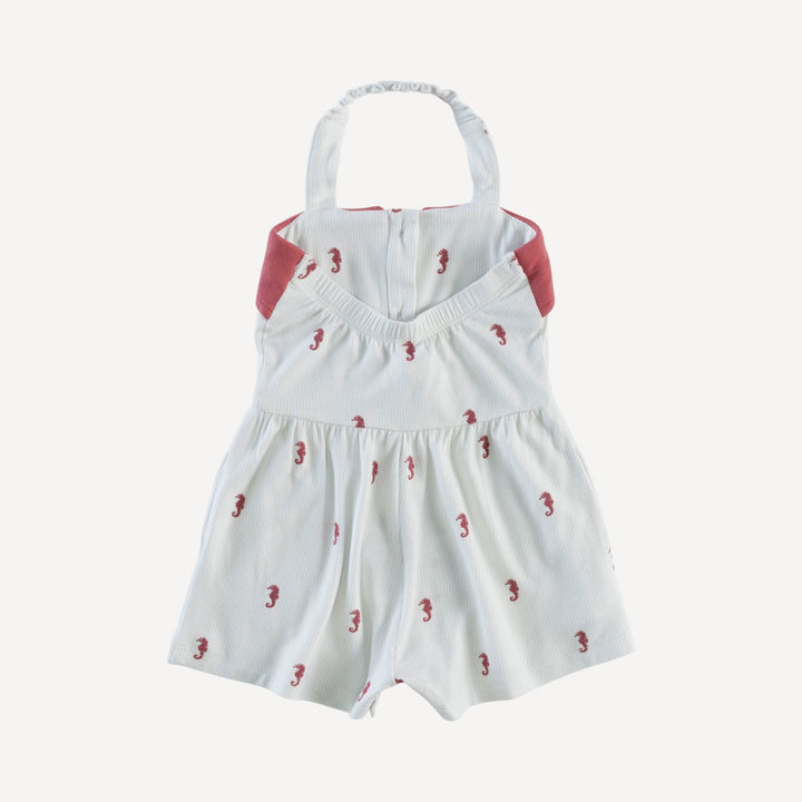 folded collar halter shortie | seahorse stripe | bamboo