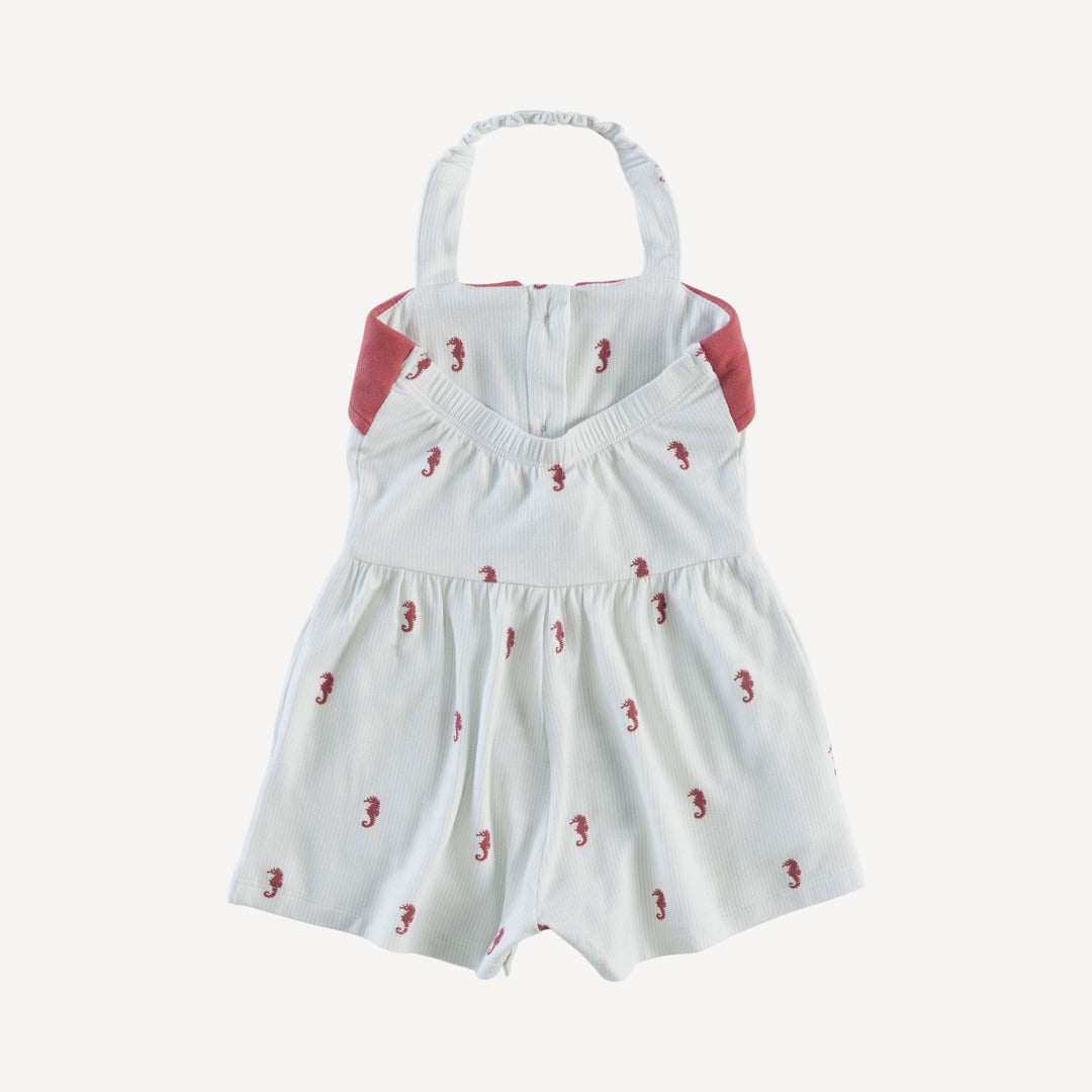 folded collar halter shortie | seahorse stripe | bamboo