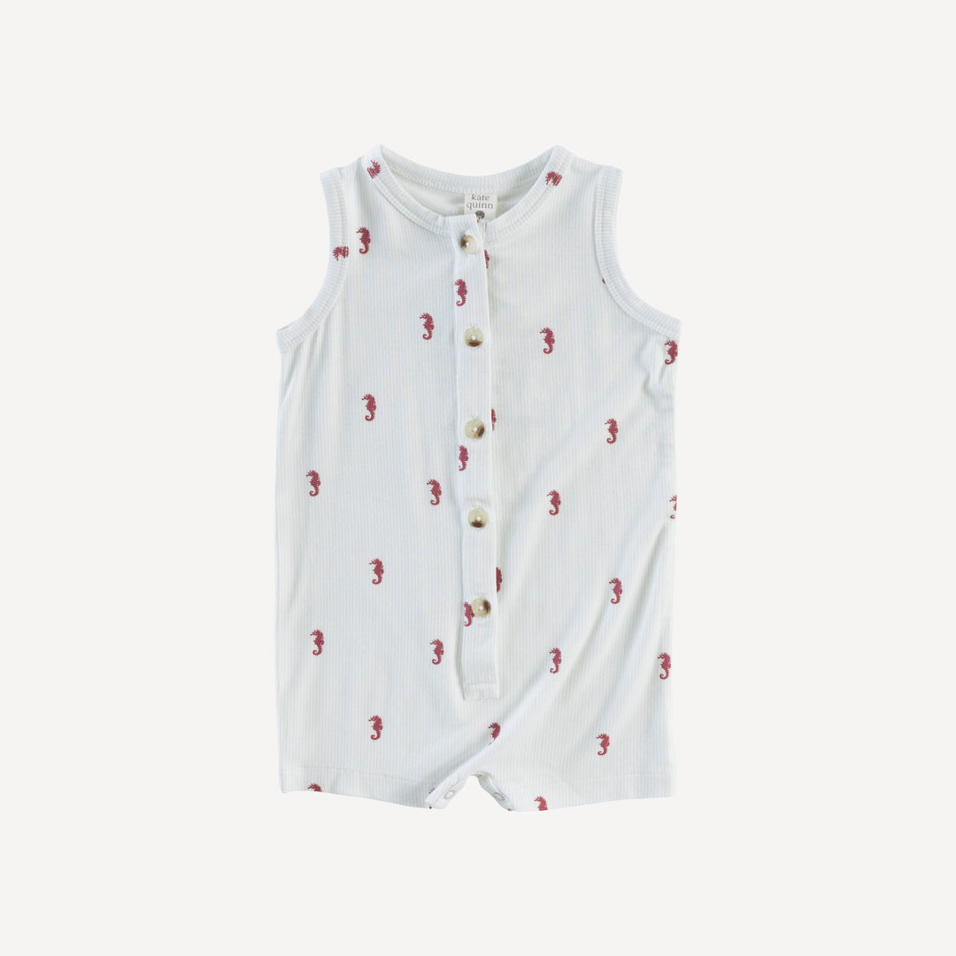 button sport shortie jumpsuit | seahorse stripe | bamboo