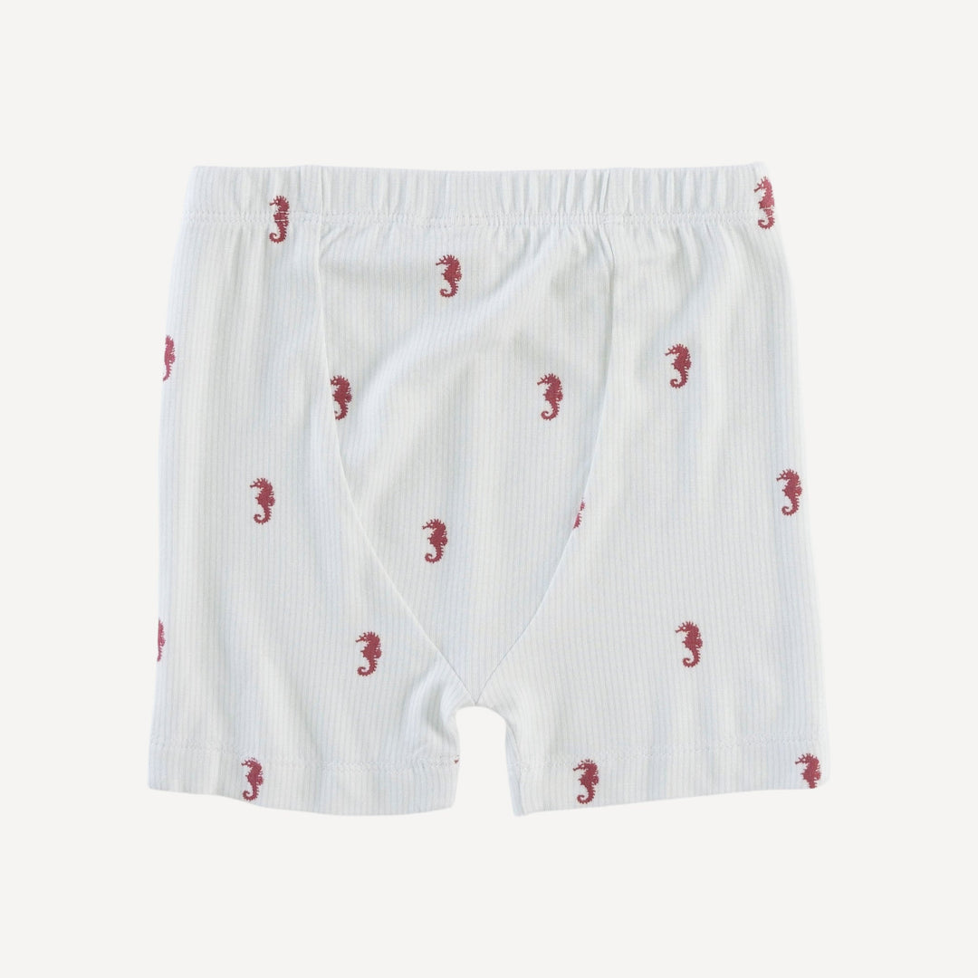short sleeve crew neck shortie pj set | seahorse stripe | bamboo