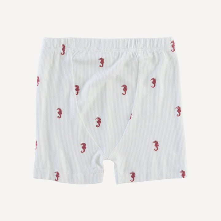 short sleeve crew neck shortie pj set | seahorse stripe | bamboo