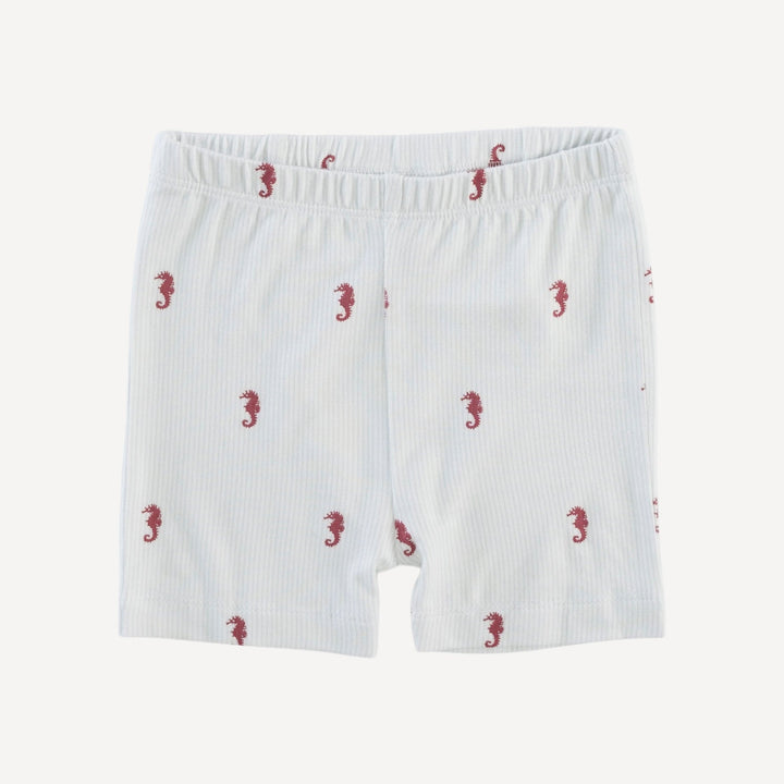 short sleeve crew neck shortie pj set | seahorse stripe | bamboo