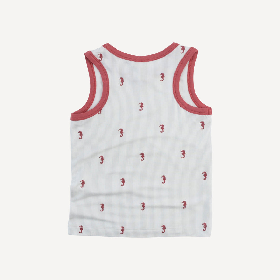 two tone racerback tank + retro short set | seahorse stripe | bamboo
