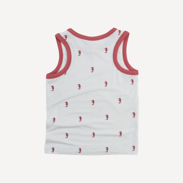 two tone racerback tank + retro short set | seahorse stripe | bamboo