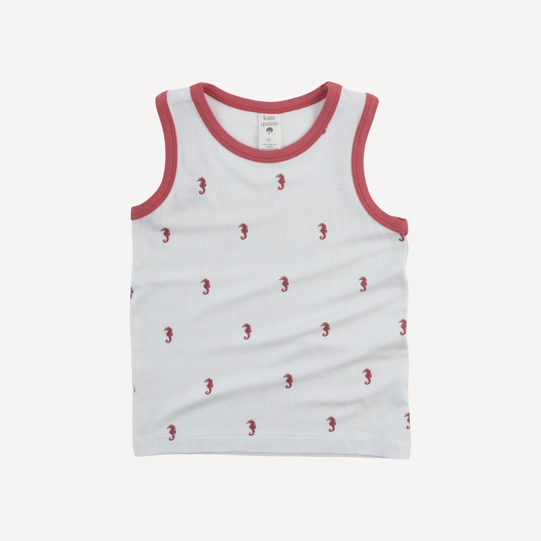 two tone racerback tank + retro short set | seahorse stripe | bamboo
