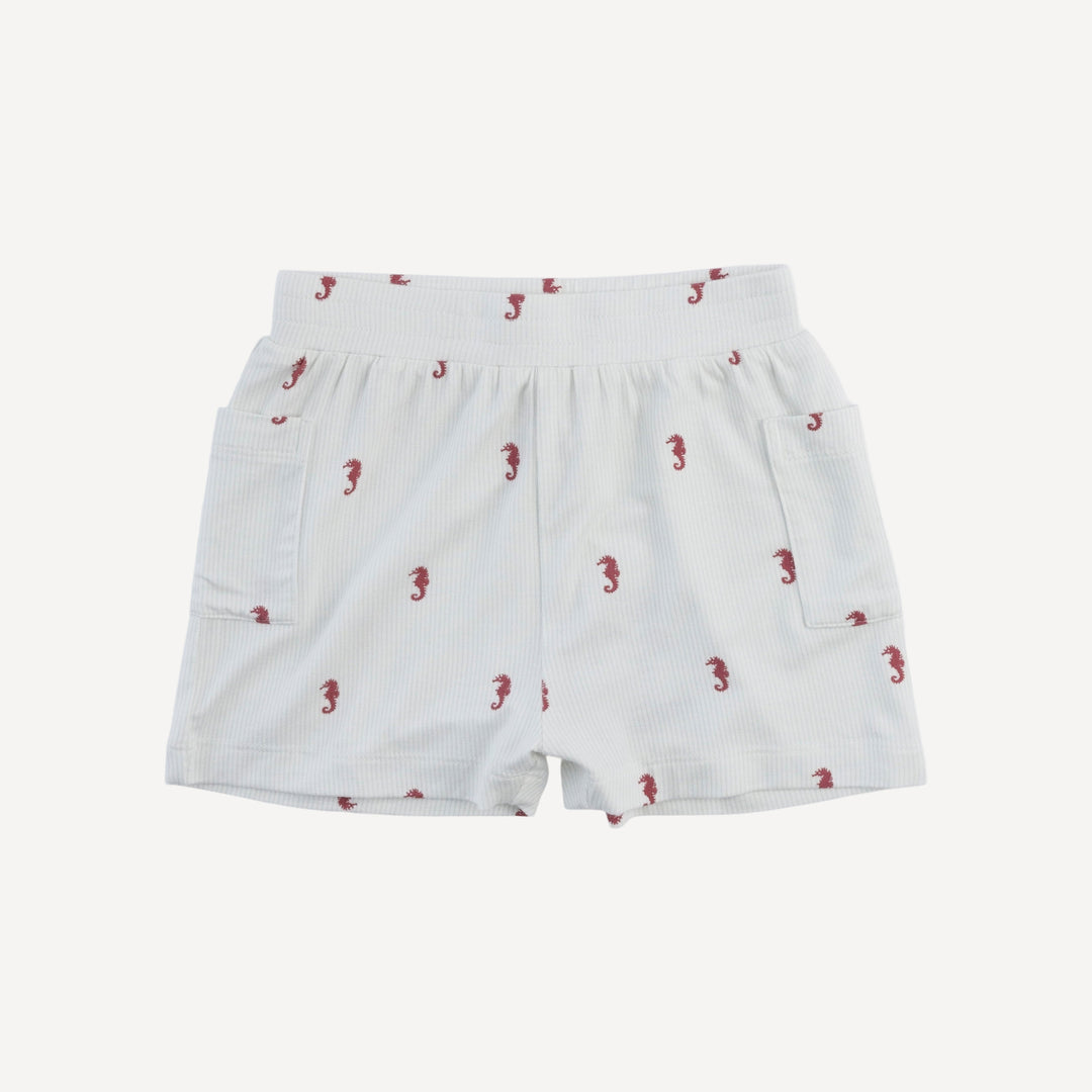 patch pocket short | seahorse stripe | bamboo