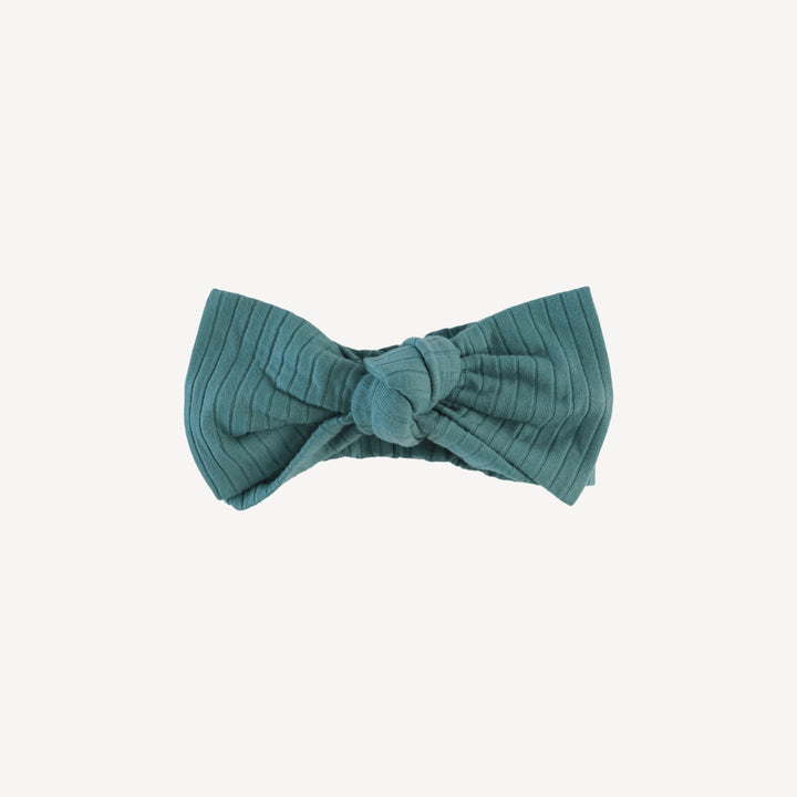 large bow elastic headband | sea pine | organic cotton wide rib