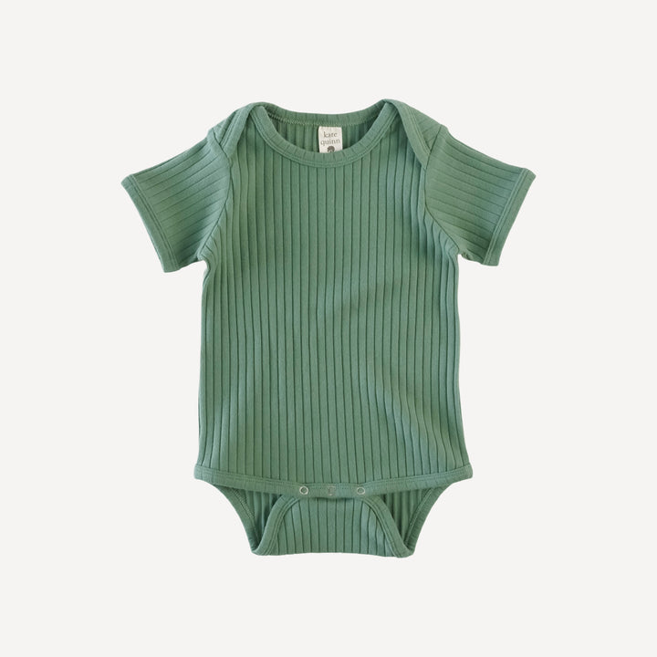 short sleeve lap neck bodysuit | sea spray | organic cotton wide rib