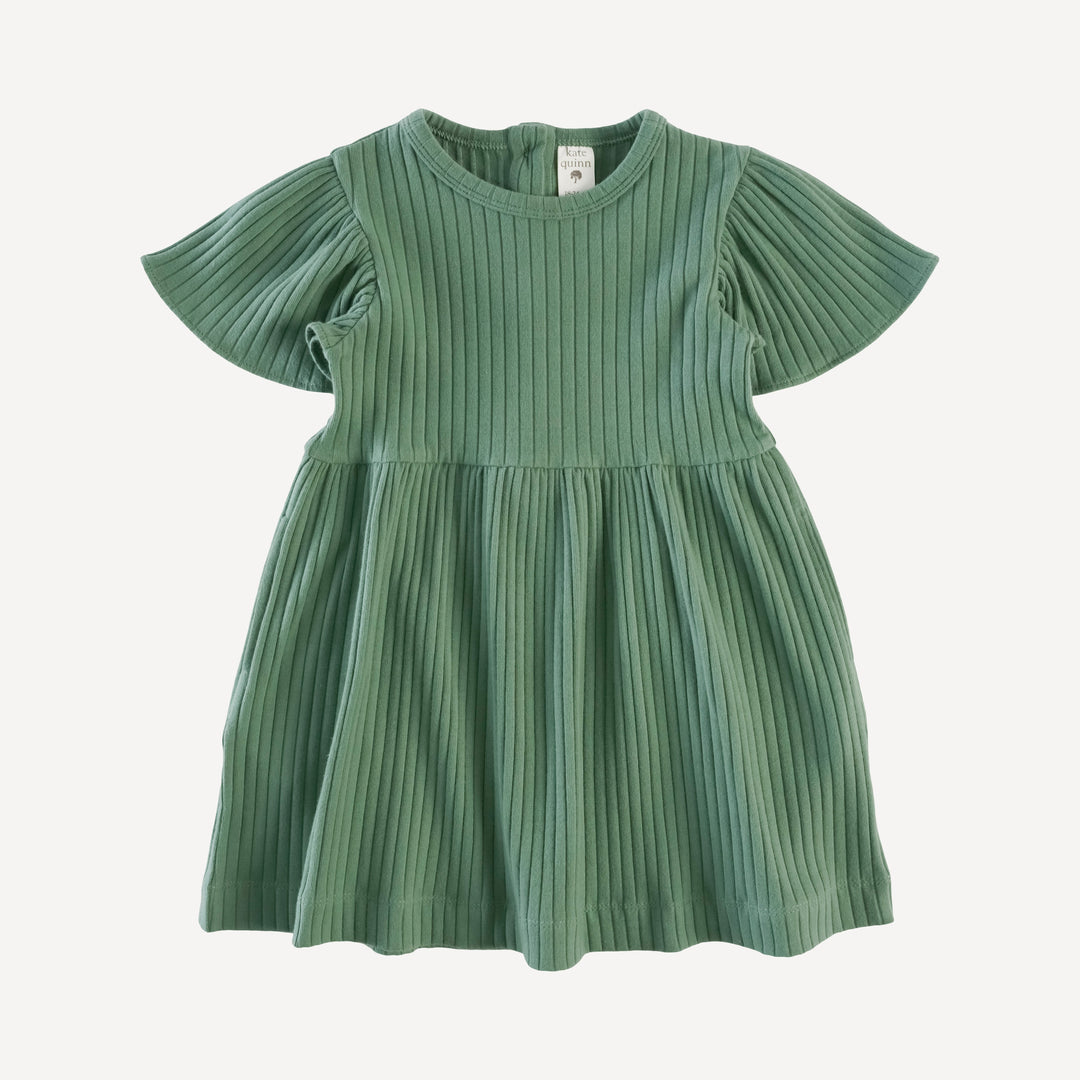 flutter sleeve dress | sea spray | organic cotton wide rib