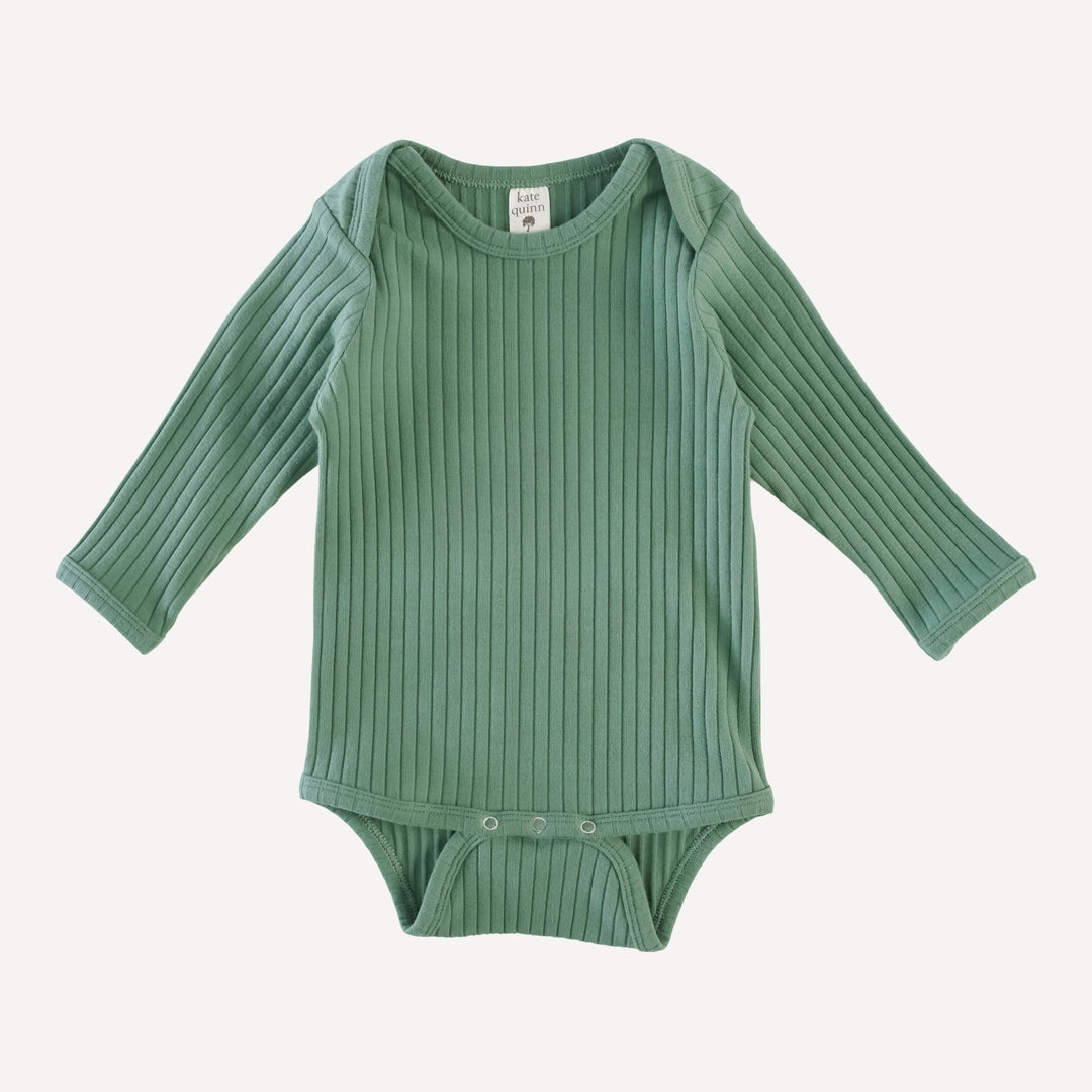 long sleeve lap neck bodysuit | sea spray | organic cotton wide rib