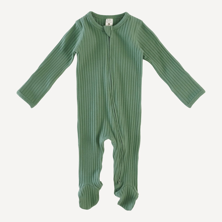 long sleeve zipper footie | sea spray | organic cotton wide rib