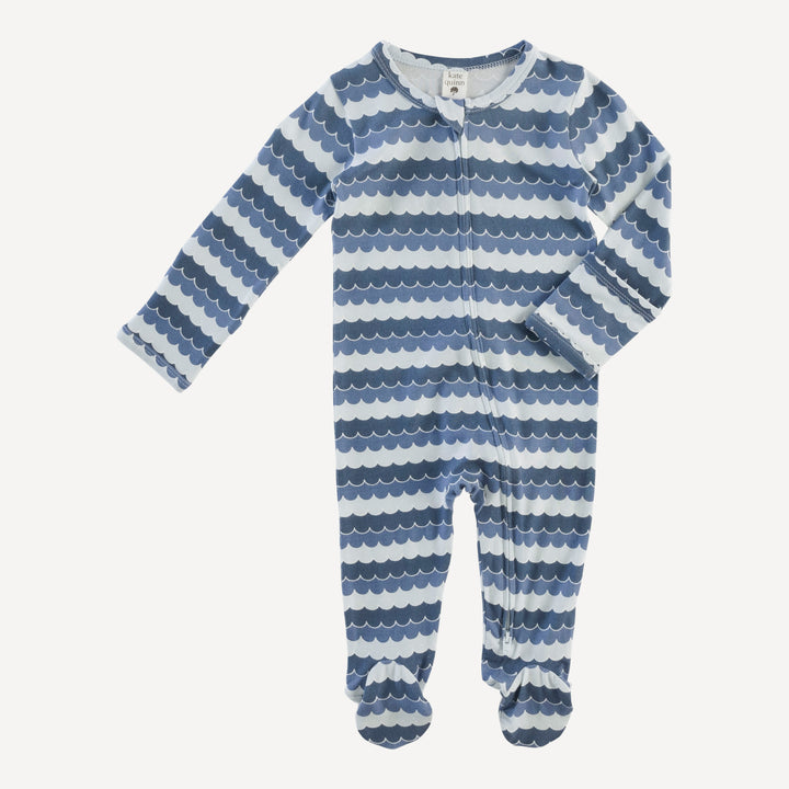 long sleeve two way zipper footie | sea water | bamboo