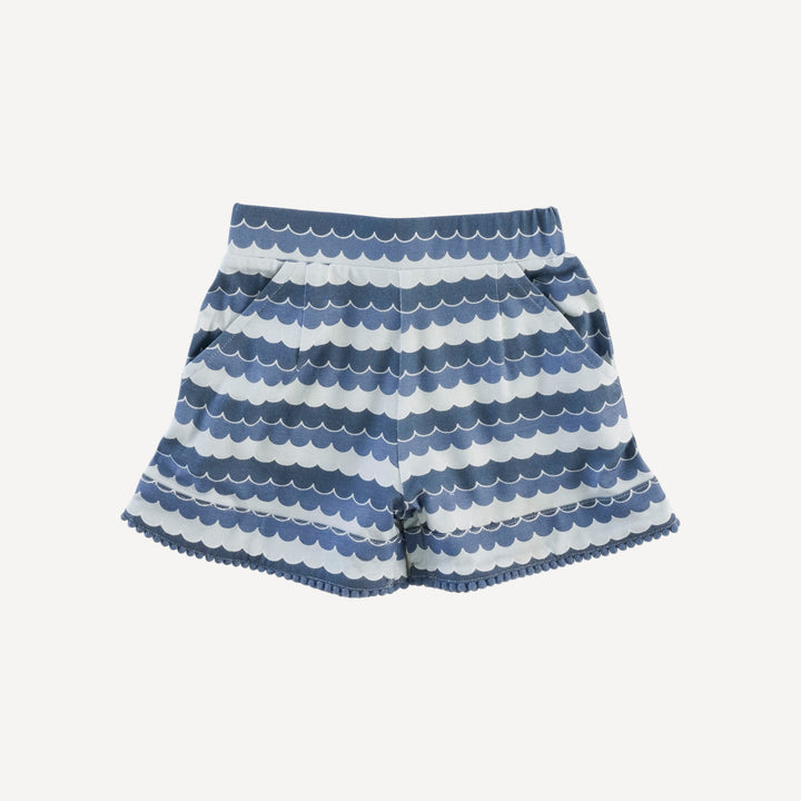 pom pom short sleeve crop top and short set | sea water | bamboo