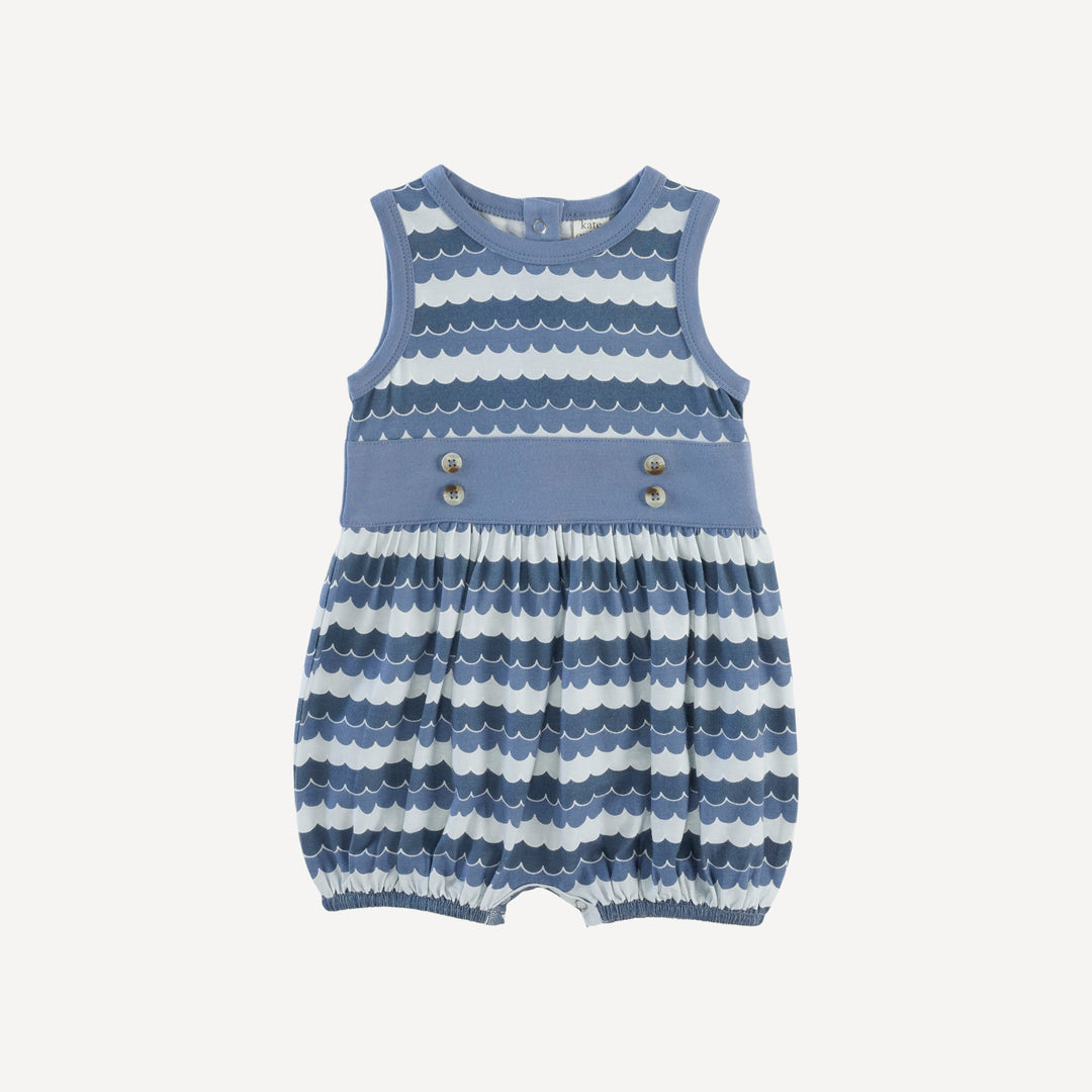 sleeveless button belted bubble | sea water | bamboo