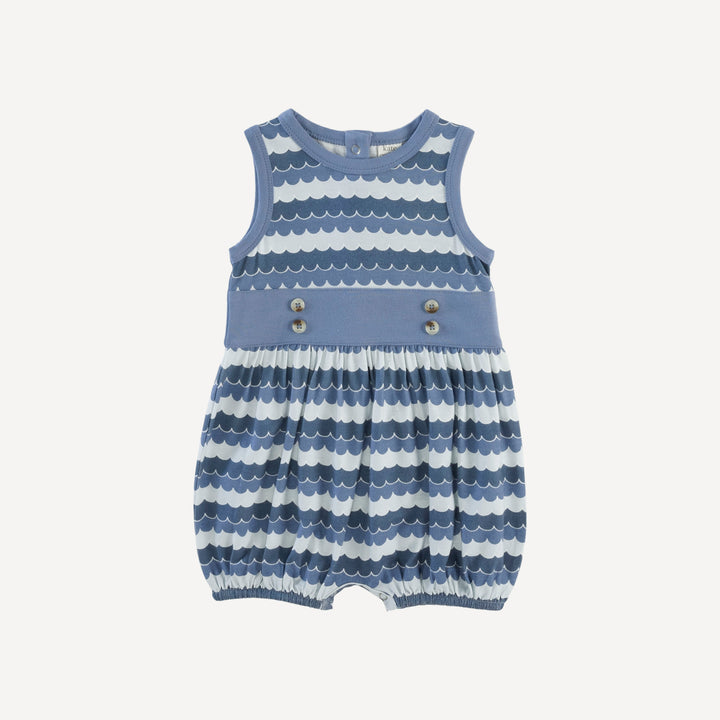 sleeveless button belted bubble | sea water | bamboo