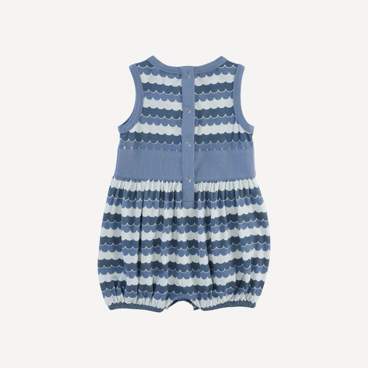 sleeveless button belted bubble | sea water | bamboo