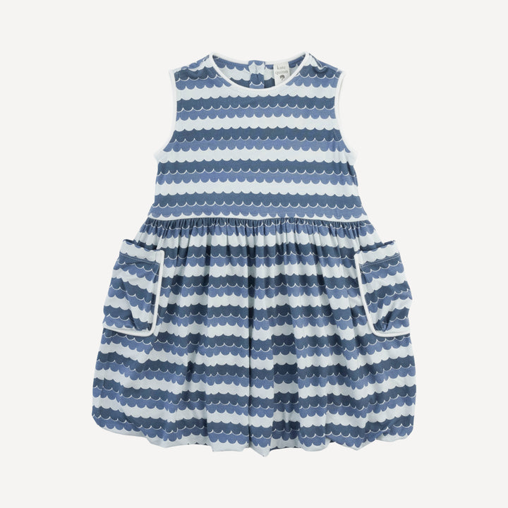 sleeveless sailor piped cargo bubble dress | sea water | bamboo