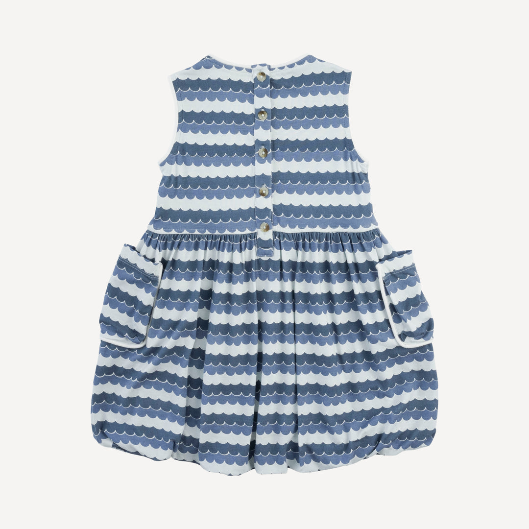 sleeveless sailor piped cargo bubble dress | sea water | bamboo