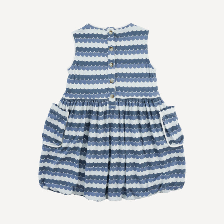 sleeveless sailor piped cargo bubble dress | sea water | bamboo