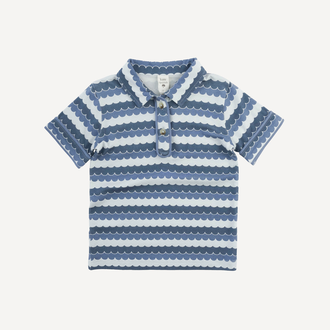 short sleeve piped polo | sea water | bamboo