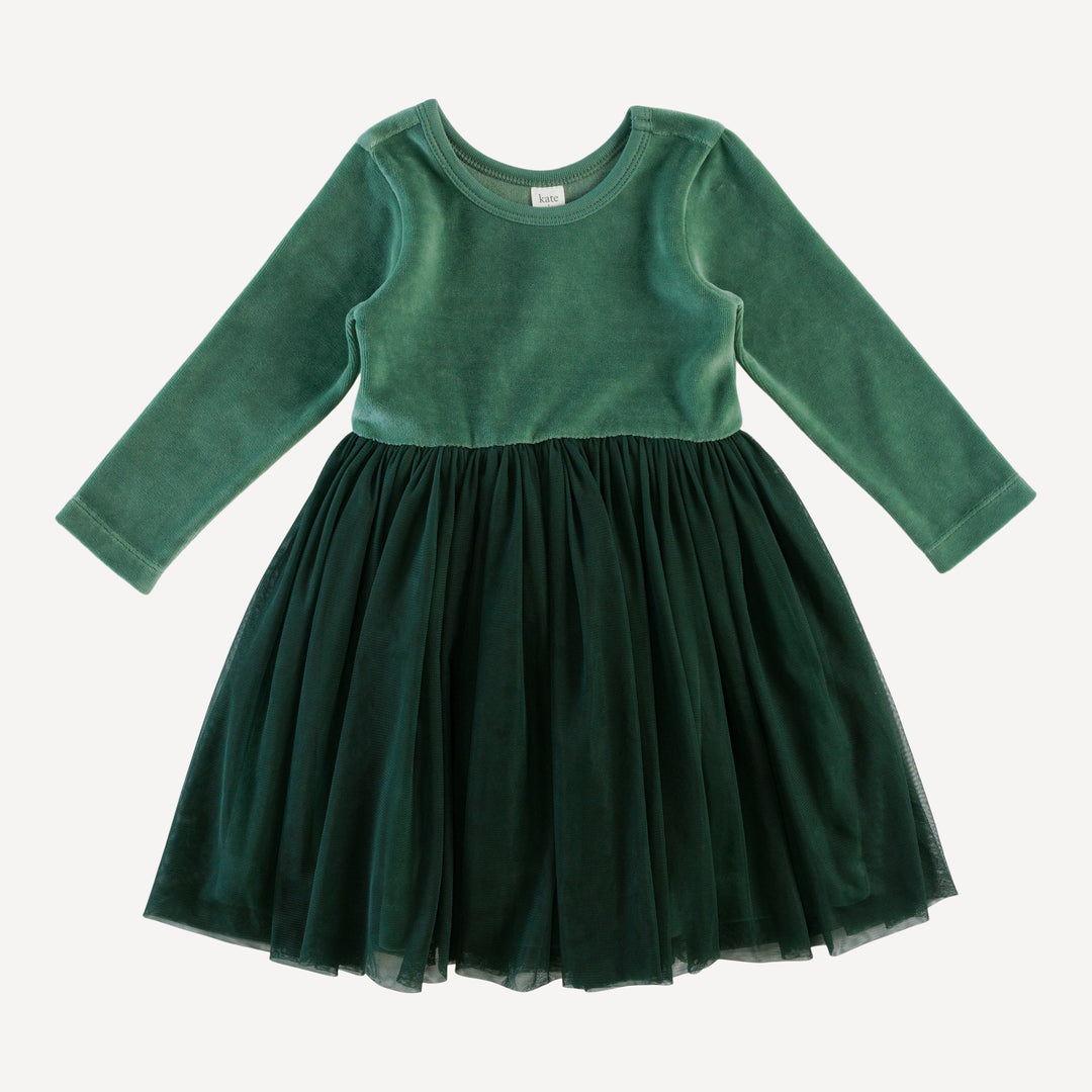 long sleeve ballerina dress | shaded spruce | organic cotton velour