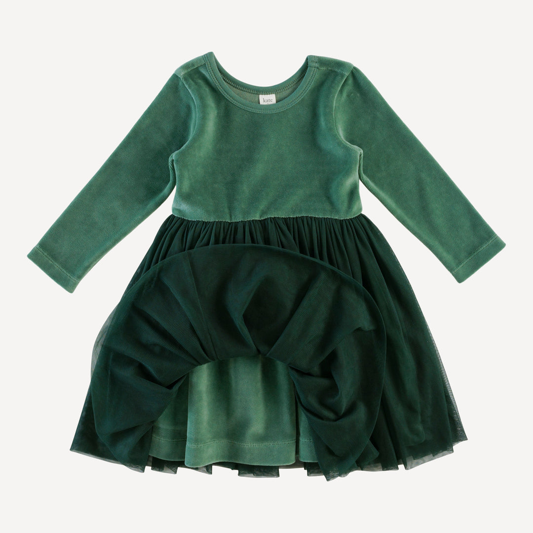 long sleeve ballerina dress | shaded spruce | organic cotton velour