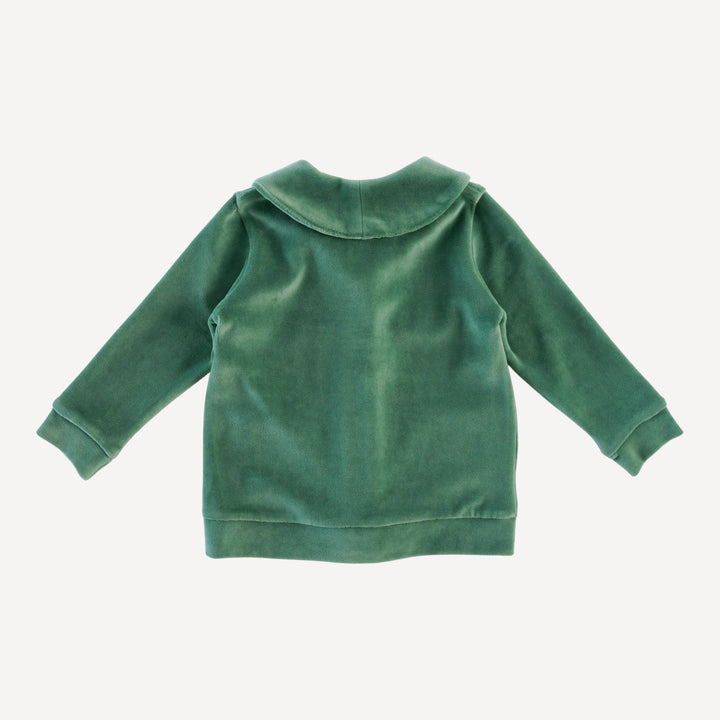 shawl collar pocket cardigan | shaded spruce | organic cotton velour