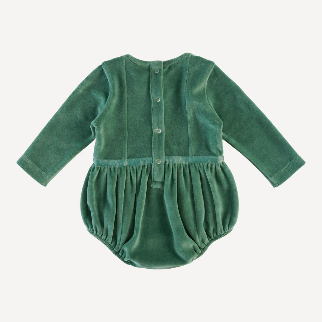 long sleeve skinny bow bubble | shaded spruce | organic cotton velour