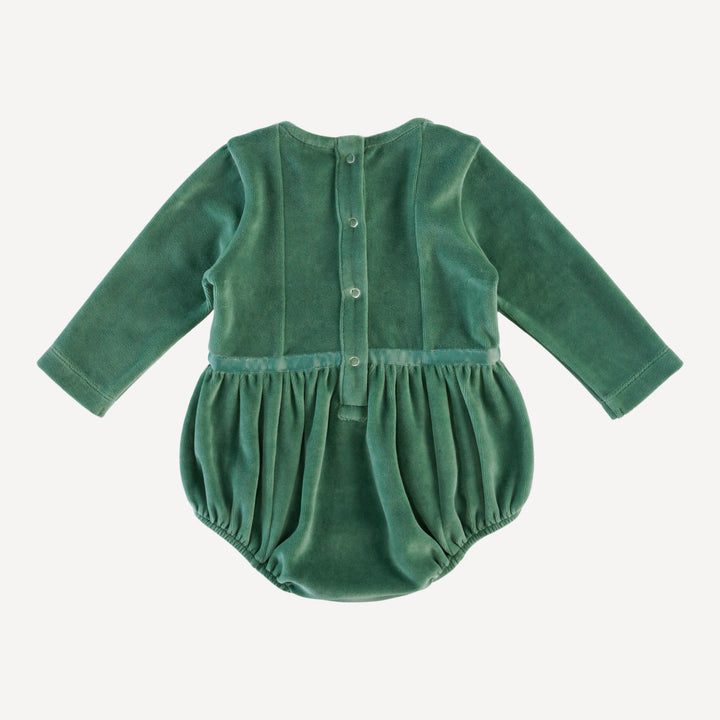 long sleeve skinny bow bubble | shaded spruce | organic cotton velour