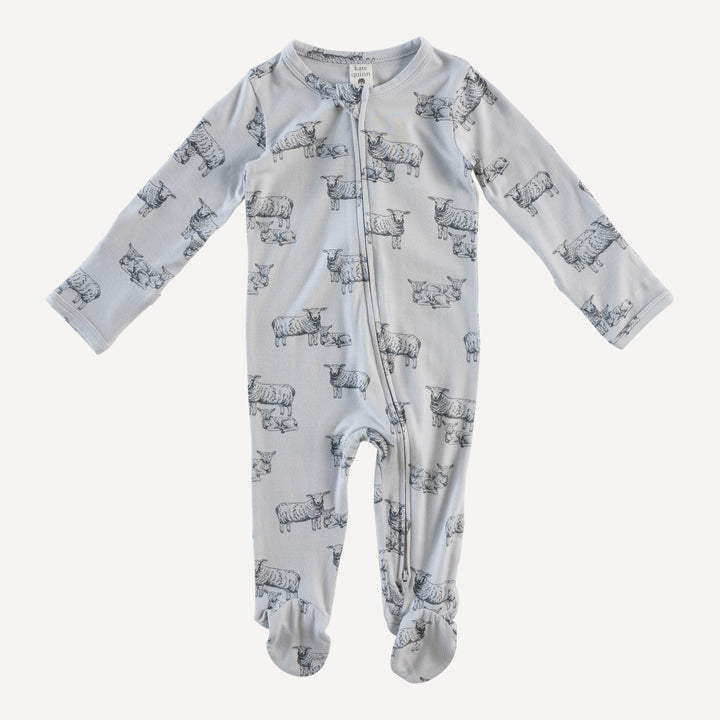 long sleeve two way zipper footie | sheep + lamb | bamboo