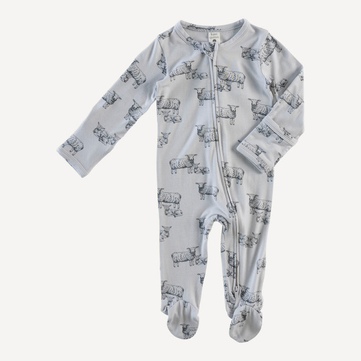 long sleeve two way zipper footie | sheep + lamb | bamboo