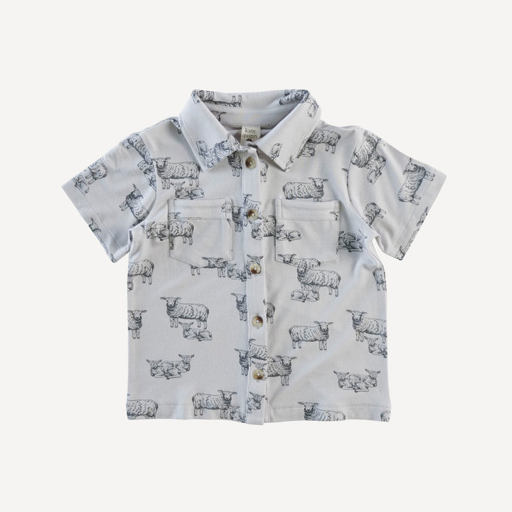 short sleeve pocket button shirt | sheep + lamb | bamboo