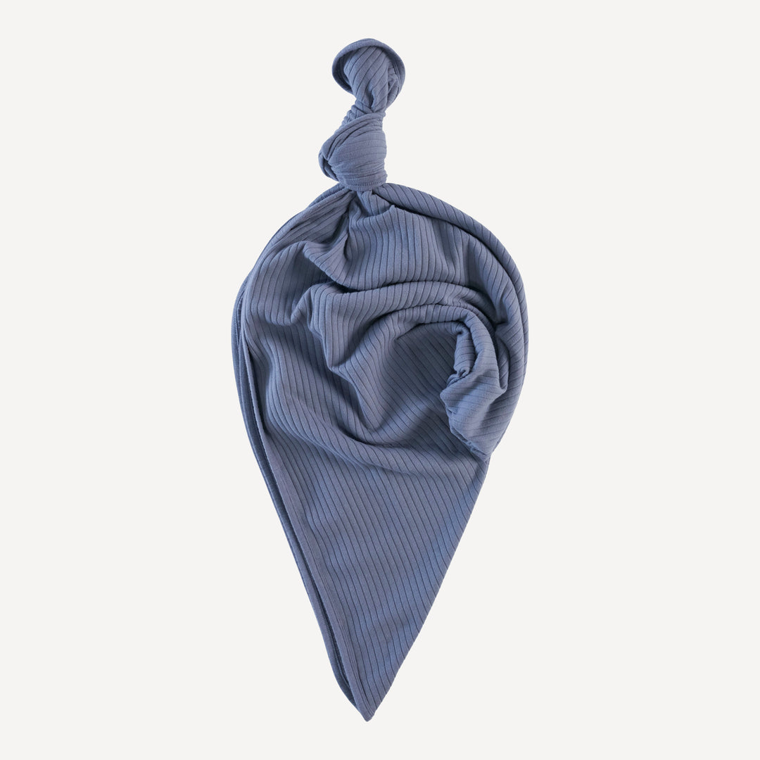 classic single layer blanket | stone blue | organic cotton wide rib