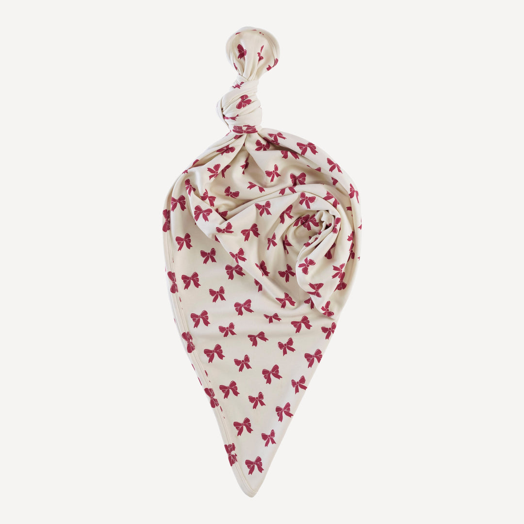 classic single layer blanket | red bow | organic cotton interlock