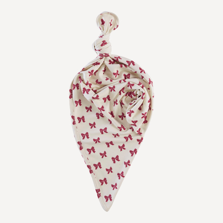 classic single layer blanket | red bow | organic cotton interlock