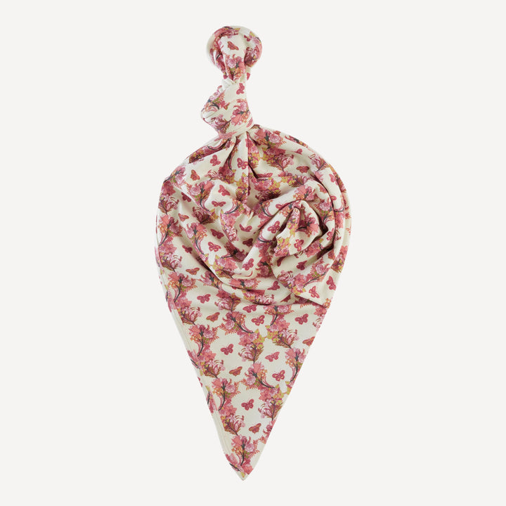 classic single layer blanket | pink floral butterfly | organic cotton interlock