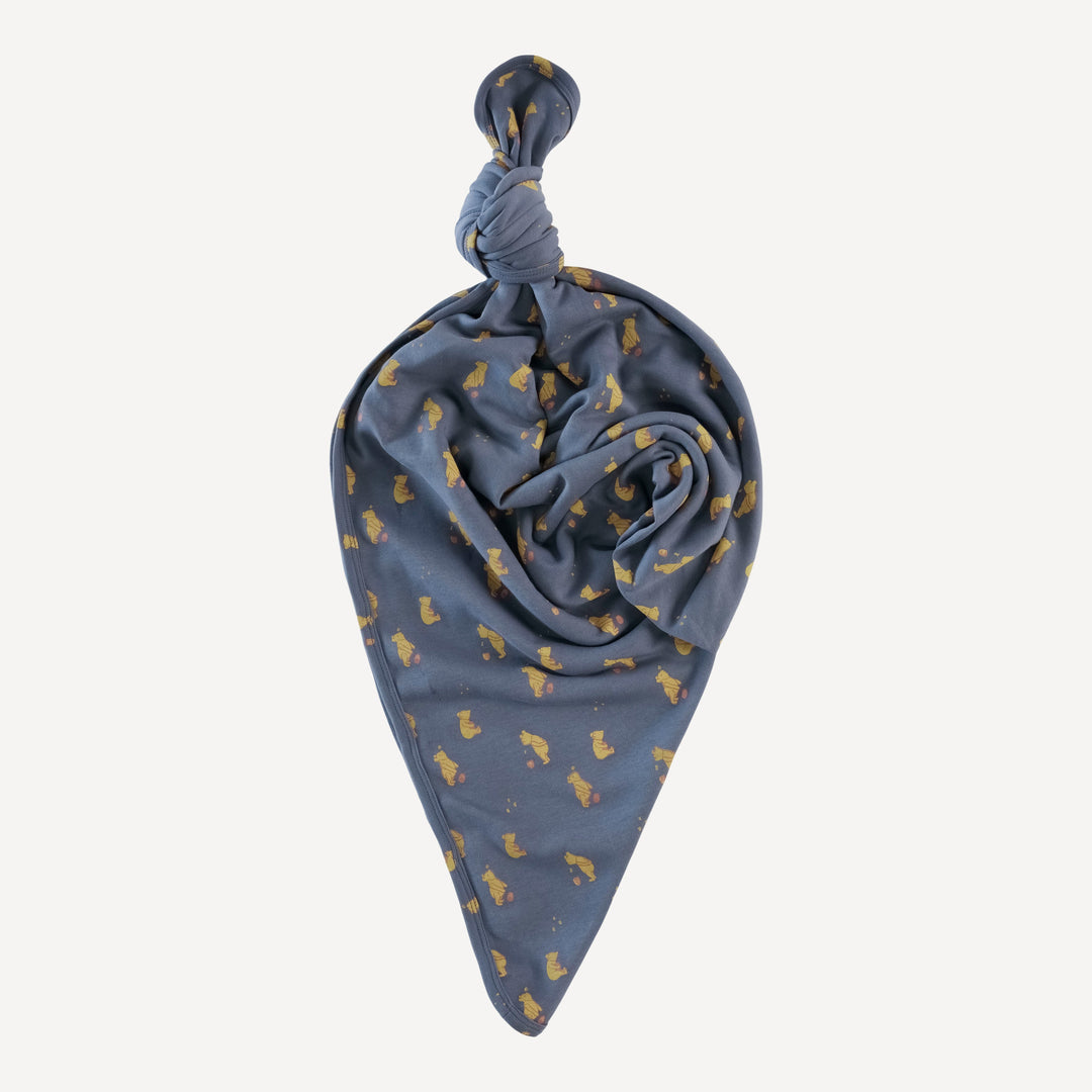 classic single layer blanket | stone blue pooh | organic cotton interlock