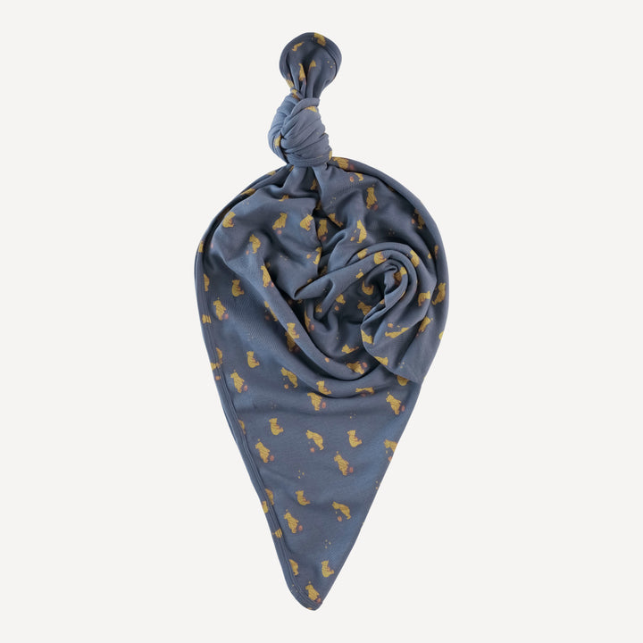 classic single layer blanket | stone blue pooh | organic cotton interlock