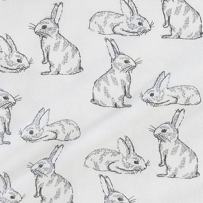 short sleeve union shortie | sketched bunnies | bamboo