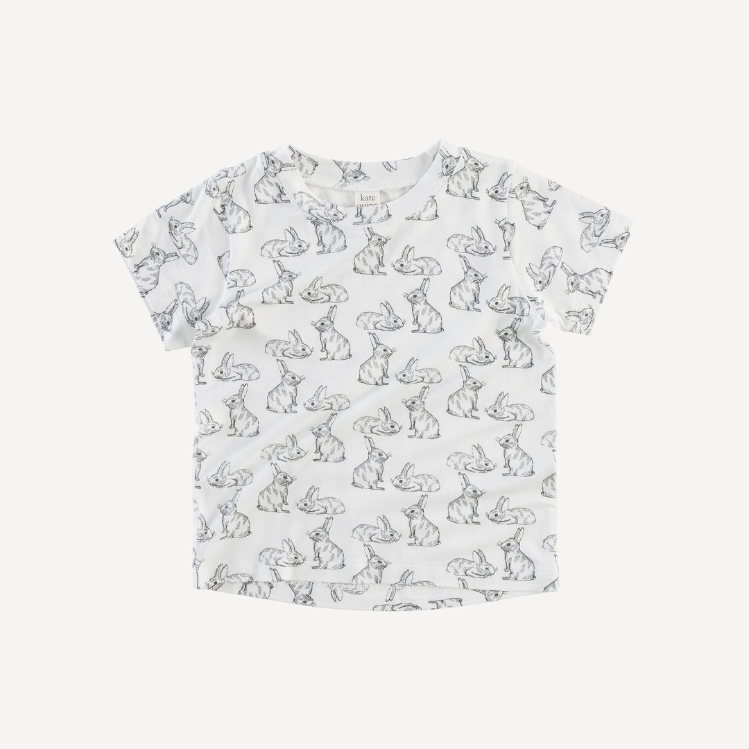 short sleeve essential boxy tee | sketched bunnies | bamboo