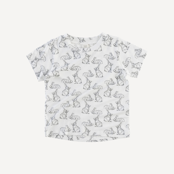 short sleeve essential boxy tee | sketched bunnies | bamboo