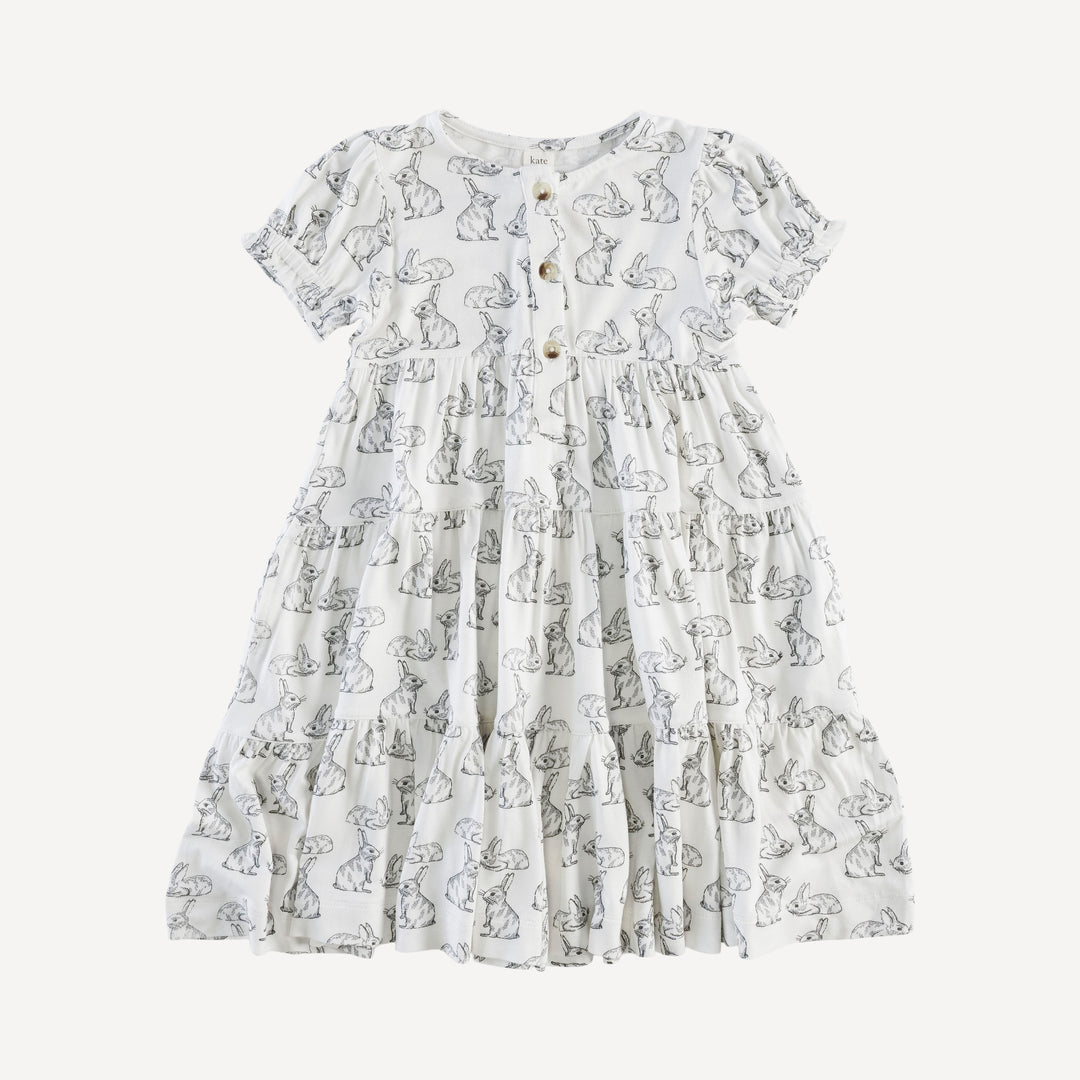 short puff sleeve prairie dress | sketched bunnies | bamboo
